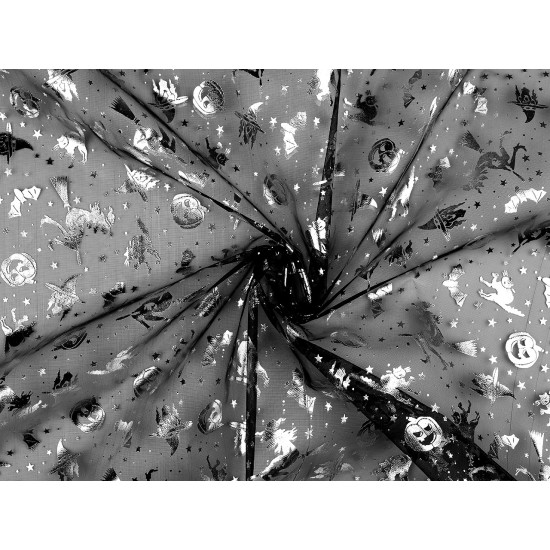 Organza halloween / czarownice - Czarny (10 Metry)