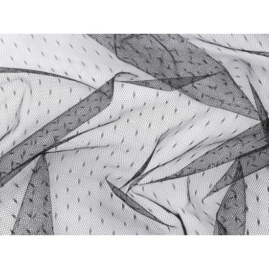 Patterned tulle, soft - Black (1 Meter)