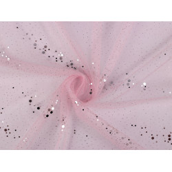 Tulle with sequins - Light pink (1 Meter)