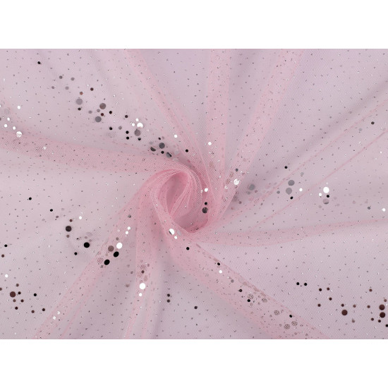 Tulle with sequins - Light pink (1 Meter)