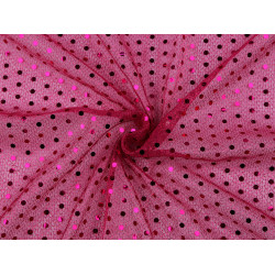 Decorative lurex tulle with sequins - Pink (1 Meter)