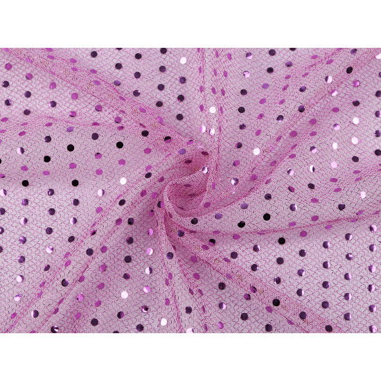 Decorative lurex tulle with sequins - Pink (1 Meter)