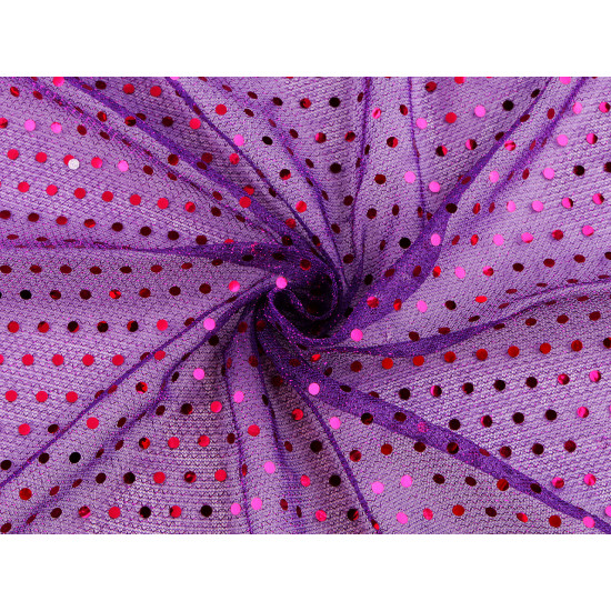 Decorative lurex tulle with sequins - Pink (1 Meter)