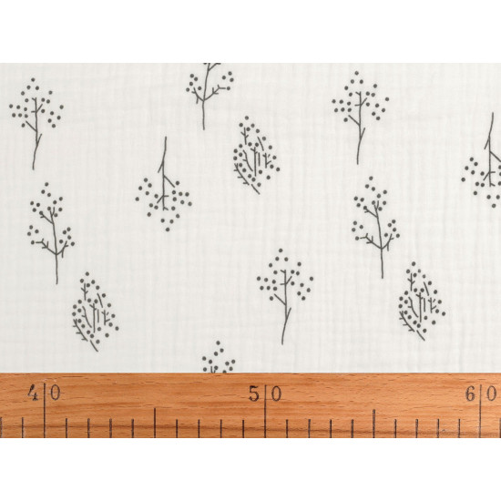 Muślin / podwójna gaza gałązki - Off white (1 Metr) Muślin / podwójna gaza gałązki - Off white (1 Metr)