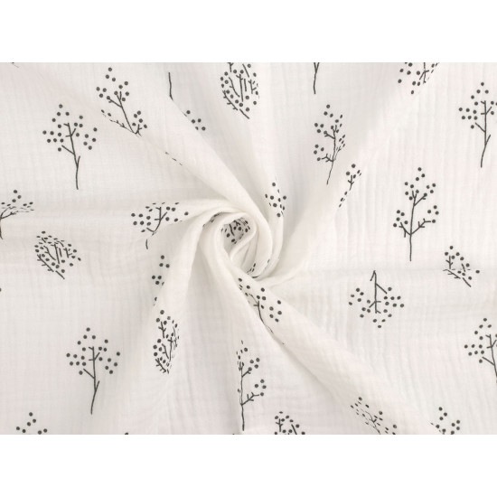 Muślin / podwójna gaza gałązki - Off white (1 Metr) Muślin / podwójna gaza gałązki - Off white (1 Metr)