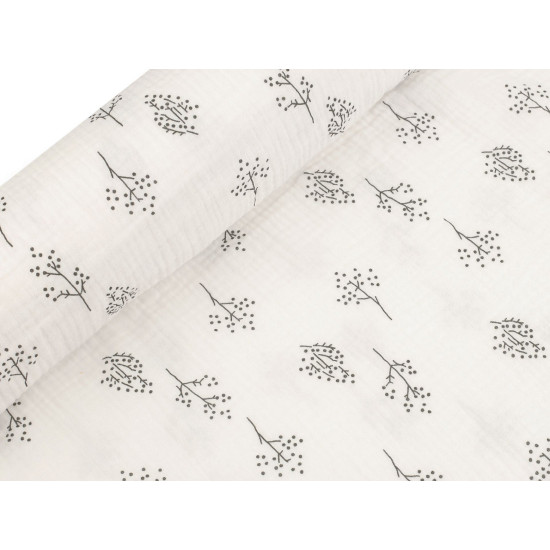 Muślin / podwójna gaza gałązki - Off white (1 Metr) Muślin / podwójna gaza gałązki - Off white (1 Metr)