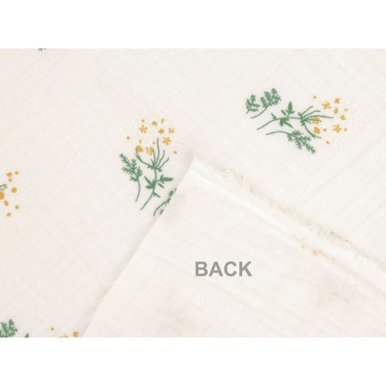 Mušelín / podwójna gaza polne rośliny - Off white (1 Metr) Mušelín / podwójna gaza polne rośliny - Off white (1 Metr)