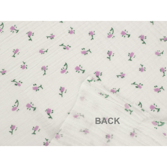 Muślin / podwójna gaza kwiatuszki - Off white (1 Metr) Muślin / podwójna gaza kwiatuszki - Off white (1 Metr)