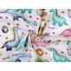 Cotton cloth / muslin fabric, dinosaur - White (1 Meter)