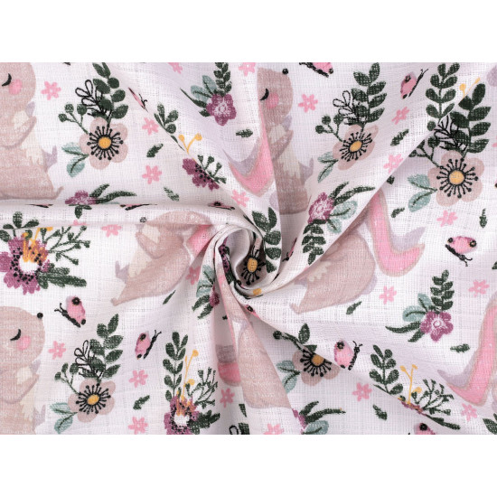 Cotton cloth / muslin fabric, rabbit - White (1 Meter)