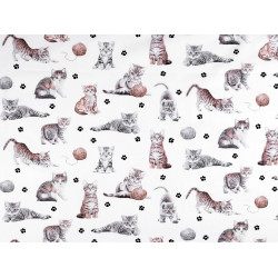 Baumwollstoff/leinen katzen - Weiß (1 Meter)