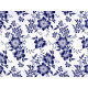 Cotton fabric / canvas blue print flowers - Blue dark (1 Meter)