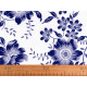 Cotton fabric / canvas blue print flowers - Blue dark (1 Meter)