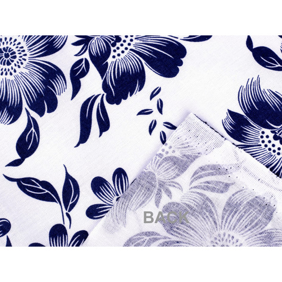 Cotton fabric / canvas blue print flowers - Blue dark (1 Meter)