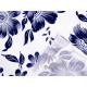 Cotton fabric / canvas blue print flowers - Blue dark (1 Meter)