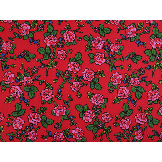 Baumwollstoff/leinen folklore, rosen - Weiß (10 Meter) Baumwollstoff/leinen folklore, rosen - Weiß (10 Meter)