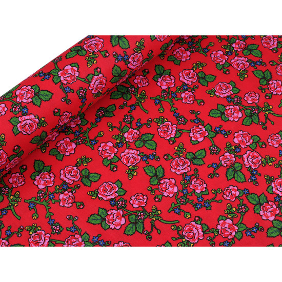 Baumwollstoff/leinen folklore, rosen - Weiß (10 Meter) Baumwollstoff/leinen folklore, rosen - Weiß (10 Meter)
