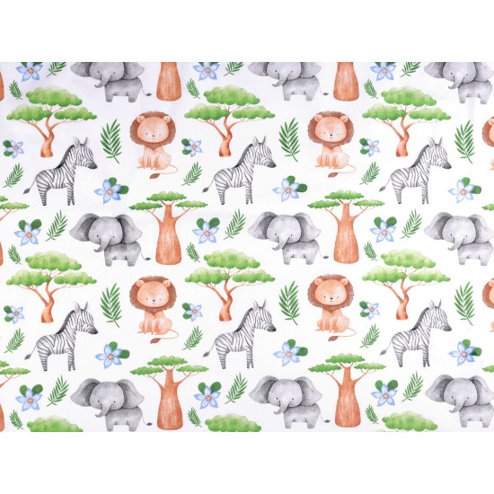 Tissu/toile en coton, animaux de safari - Blanc (1 Mètre) Tissu/toile en coton, animaux de safari - Blanc (1 Mètre)