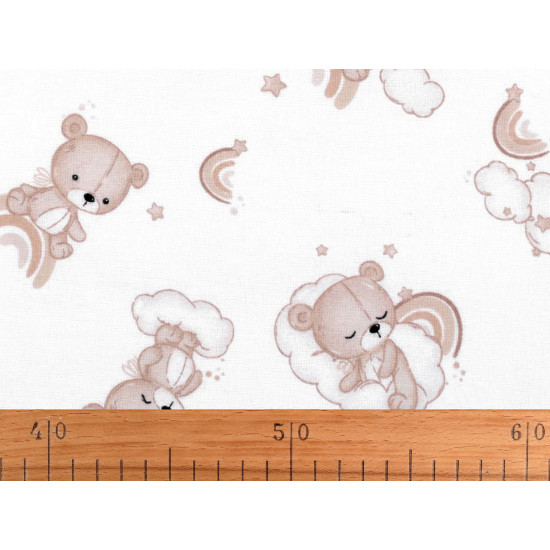 Cotton flannel fabric, teddy bear - Lightbeige (1 Meter)