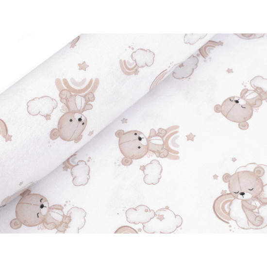 Cotton flannel fabric, teddy bear - Lightbeige (1 Meter)