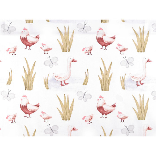 Cotton fabric / canvas, goose, chicken - White (1 Meter)