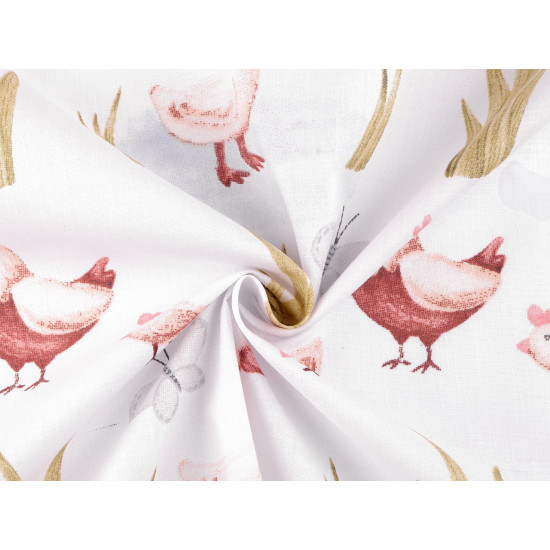 Cotton fabric / canvas, goose, chicken - White (1 Meter)