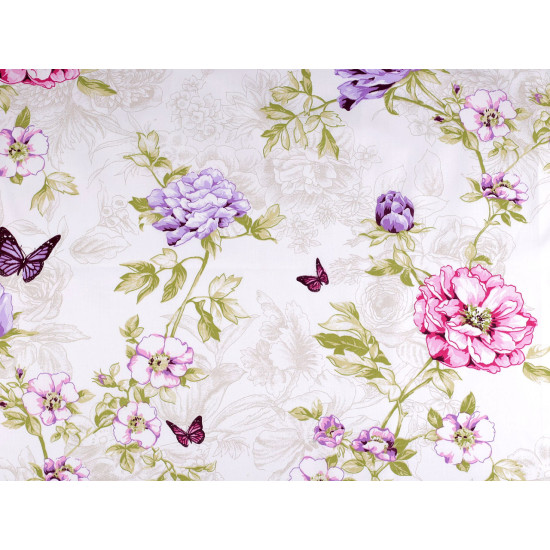 Cotton fabric / canvas flowers - White (1 Meter)