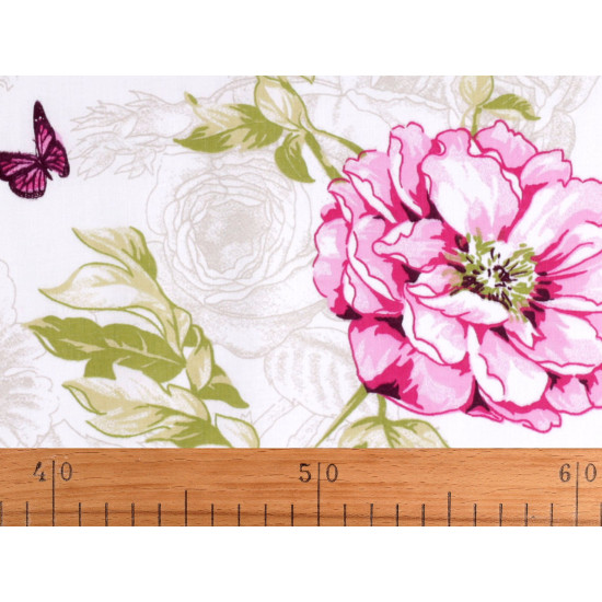 Cotton fabric / canvas flowers - White (1 Meter)