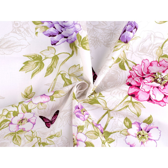 Cotton fabric / canvas flowers - White (1 Meter)