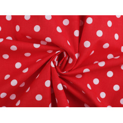 Cotton fabric / canvas, polka dots - Red (1 Meter)