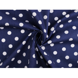 Cotton fabric / canvas, polka dots - Blue dark (1 Meter)