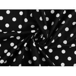 Cotton fabric / canvas, polka dots - Black (1 Meter)