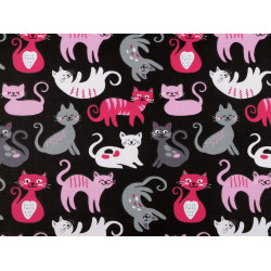 Cotton fabric / canvas, cat - Black (1 Meter)