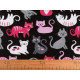 Cotton fabric / canvas, cat - Black (1 Meter)