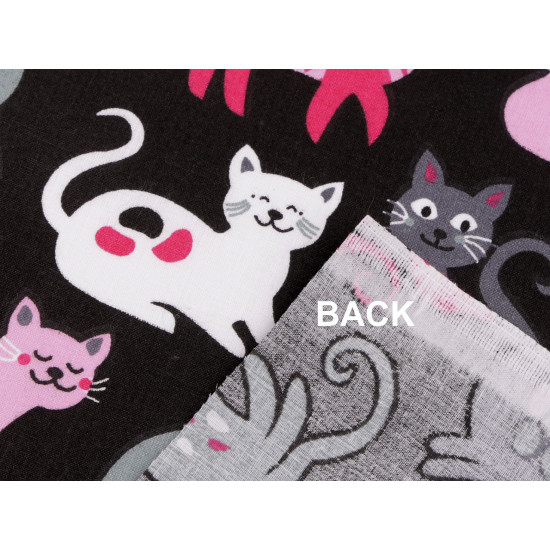 Cotton fabric / canvas, cat - Black (1 Meter)