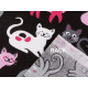 Cotton fabric / canvas, cat - Black (1 Meter)