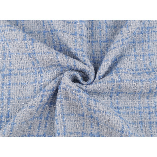 Tkanina chanelka z połyskującą nitką tweed - Jasnyniebieski (5 Metry) Tkanina chanelka z połyskującą nitką tweed - Jasnyniebieski (5 Metry)