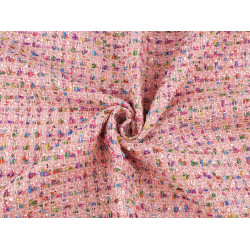 Tkanina chanelka z drobnymi cekinami tweed - Pudrowy (1 Metr)