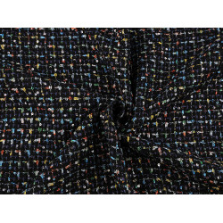 Tkanina chanelka z drobnymi cekinami tweed - Czarny (1 Metr)