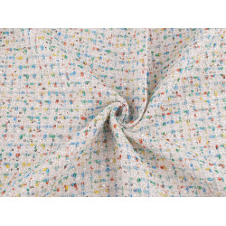 Tkanina chanelka z drobnymi cekinami tweed - Off white (1 Metr)