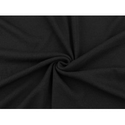 Maille de coton côtelée - Noir (1 Mètre)