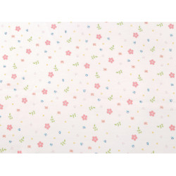 Dzianina bawełniana kwiatuszki szerokość 200 cm - Off white (1 Metr)
