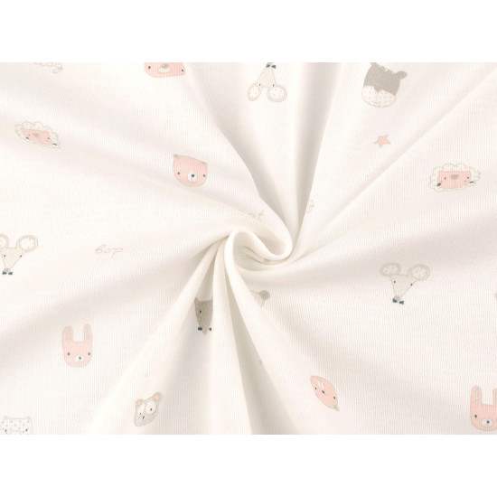 Cotton knit fabric, animals, width 200 cm - Off white (1 Meter) Cotton knit fabric, animals, width 200 cm - Off white (1 Meter)