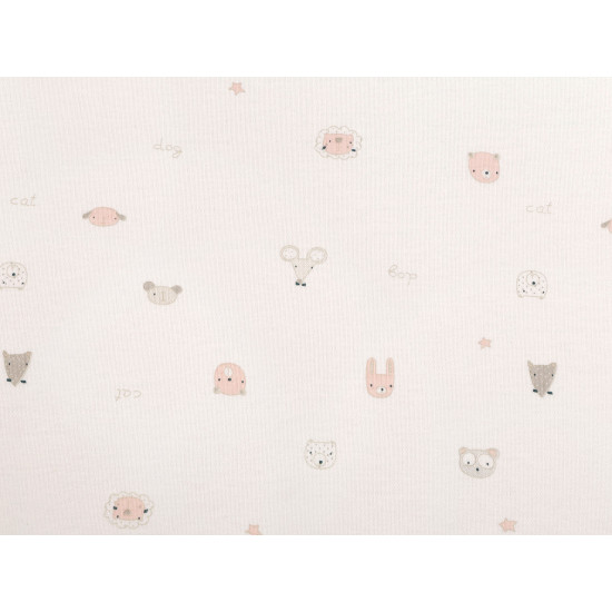 Cotton knit fabric, animals, width 200 cm - Off white (1 Meter) Cotton knit fabric, animals, width 200 cm - Off white (1 Meter)