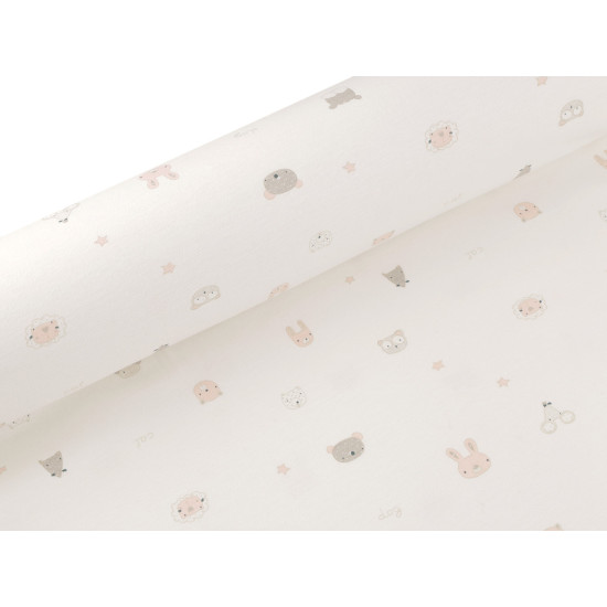 Cotton knit fabric, animals, width 200 cm - Off white (1 Meter) Cotton knit fabric, animals, width 200 cm - Off white (1 Meter)