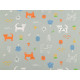 Cotton knit fabric, cats, width 200 cm - Sage green, light (1 Meter) Cotton knit fabric, cats, width 200 cm - Sage green, light (1 Meter)
