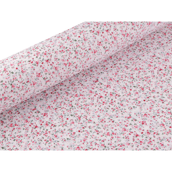 Cotton fabric / canvas small flowers - White (1 Meter)