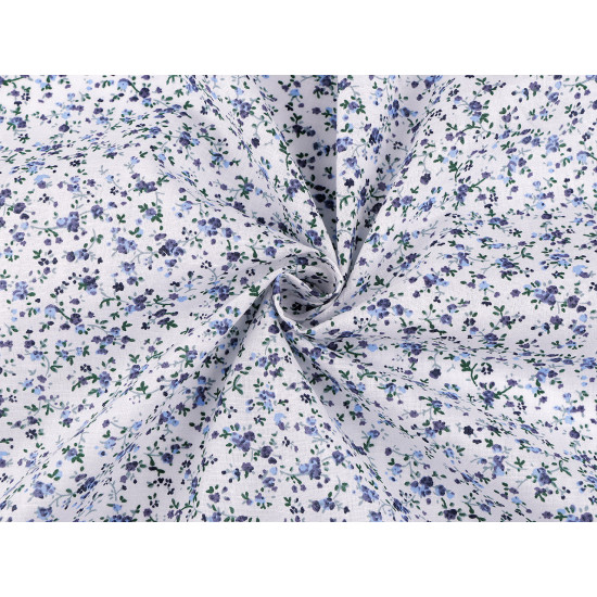 Cotton fabric / canvas small flowers - White (1 Meter)