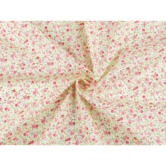 Cotton fabric / canvas small flowers - White (1 Meter)