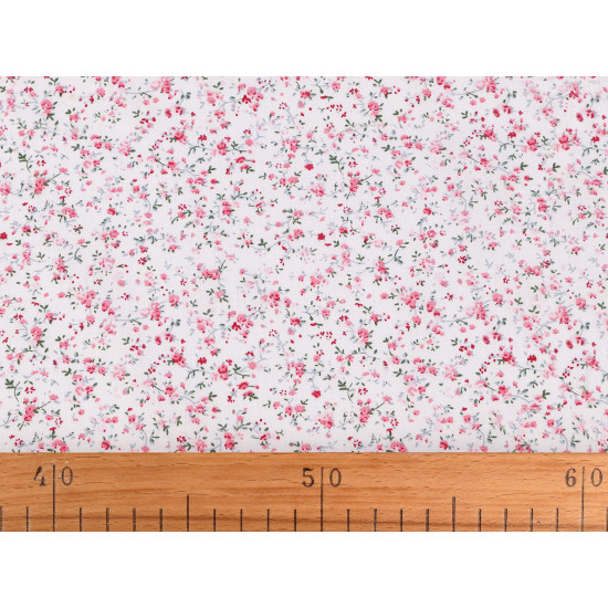Cotton fabric / canvas small flowers - White (1 Meter)